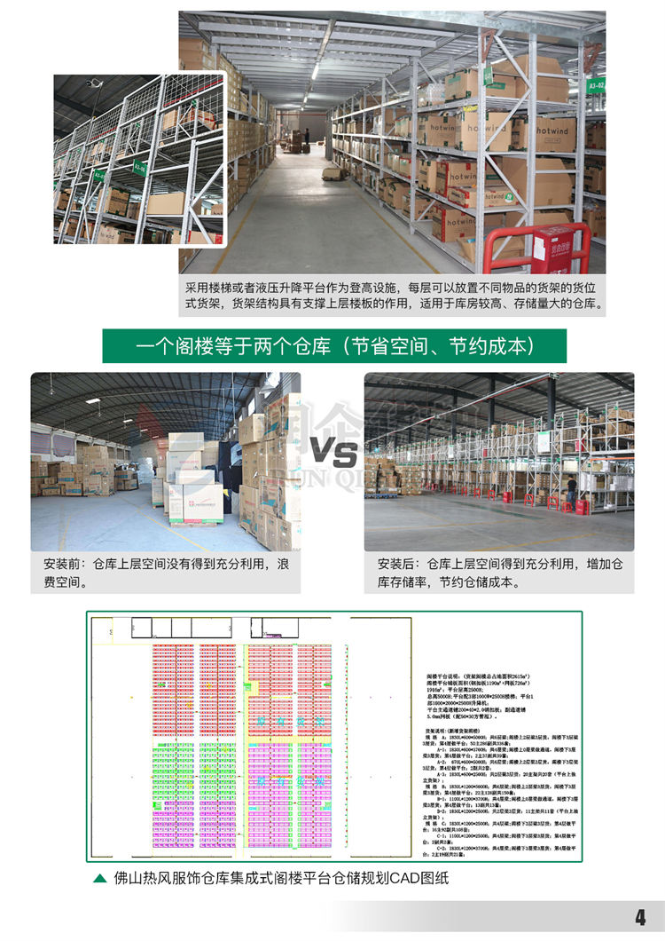 服装仓库集成式阁楼货架